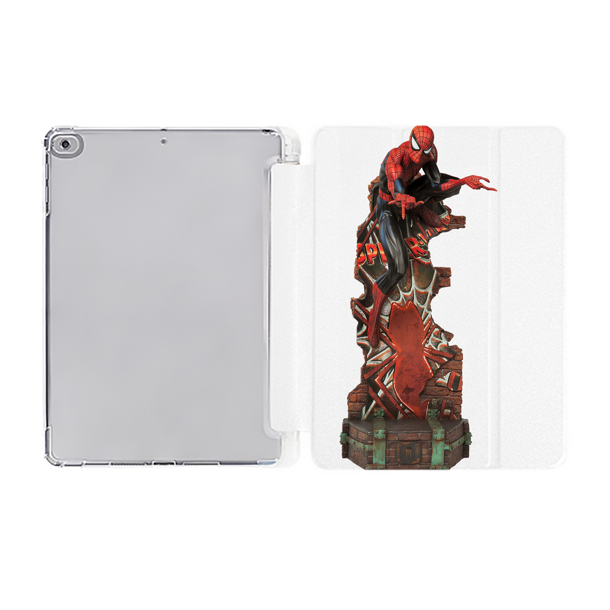 （画像用） Spider Man スパイダーマン IPad ケース ペン収納付き 三つ折りスタンド PUレザー×シリコン 対応機種9.5/10.5/10.9インチ